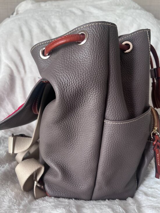 Dooney & Bourke Pebble Leather Backpack Purse Gray Tassel Front Pocket Large main image 6